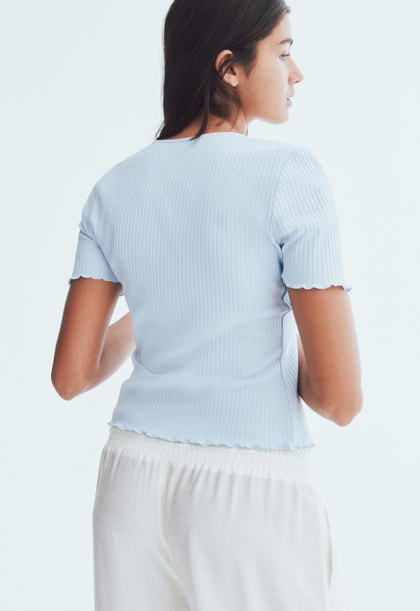 H&M - Tie-front top - light blue