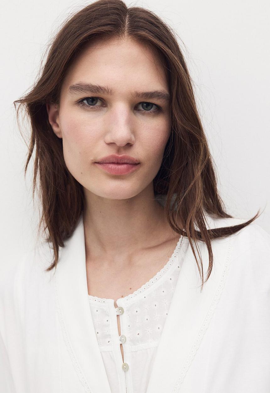 MANGO - Dressing gown bordado- white