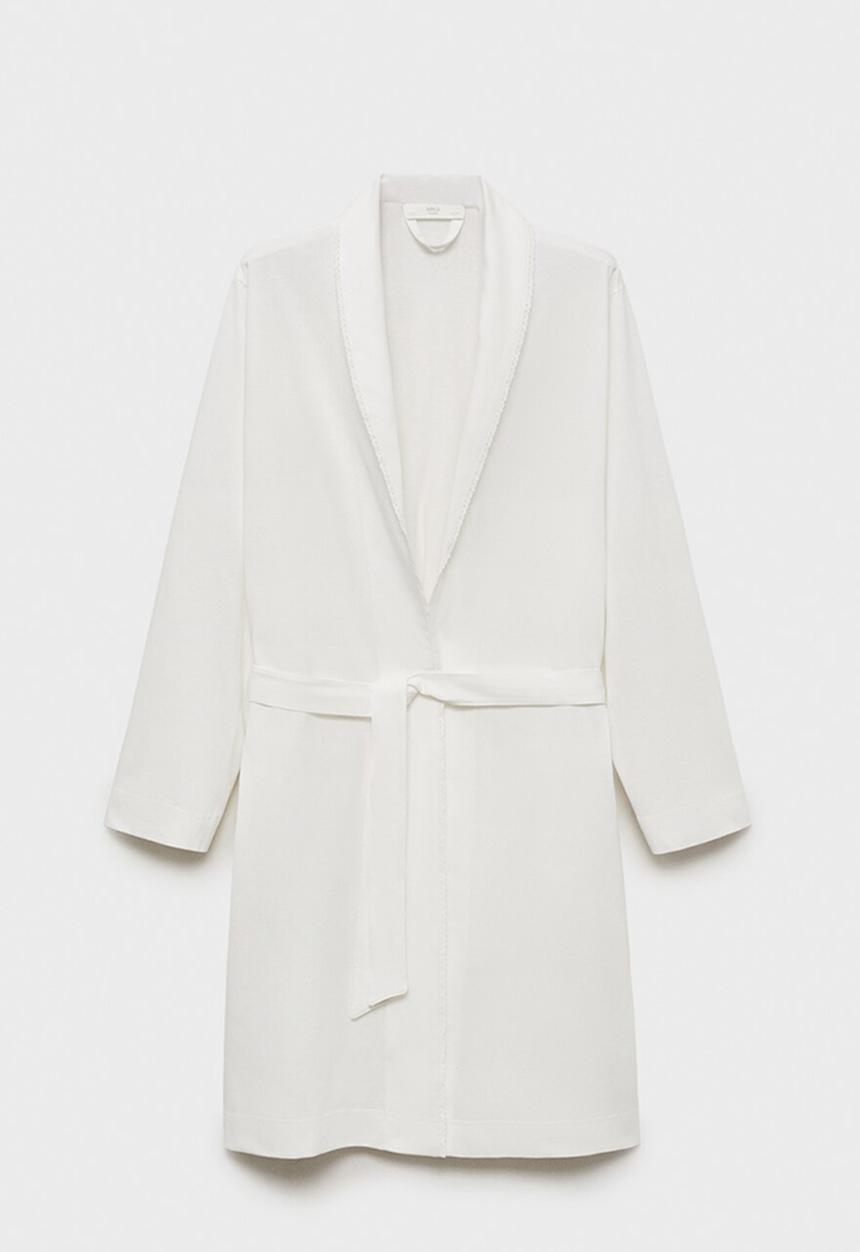 MANGO - Dressing gown bordado- white
