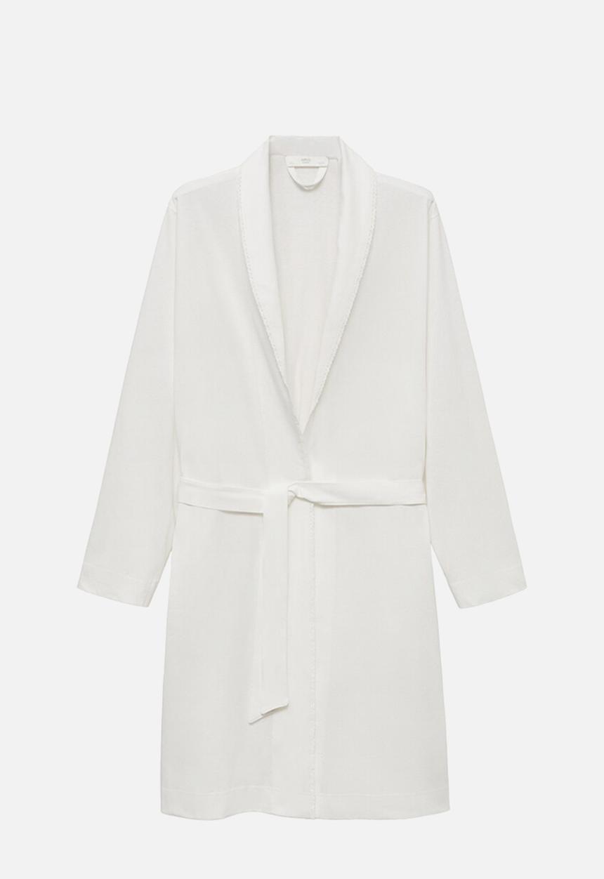 MANGO - Dressing gown bordado- white