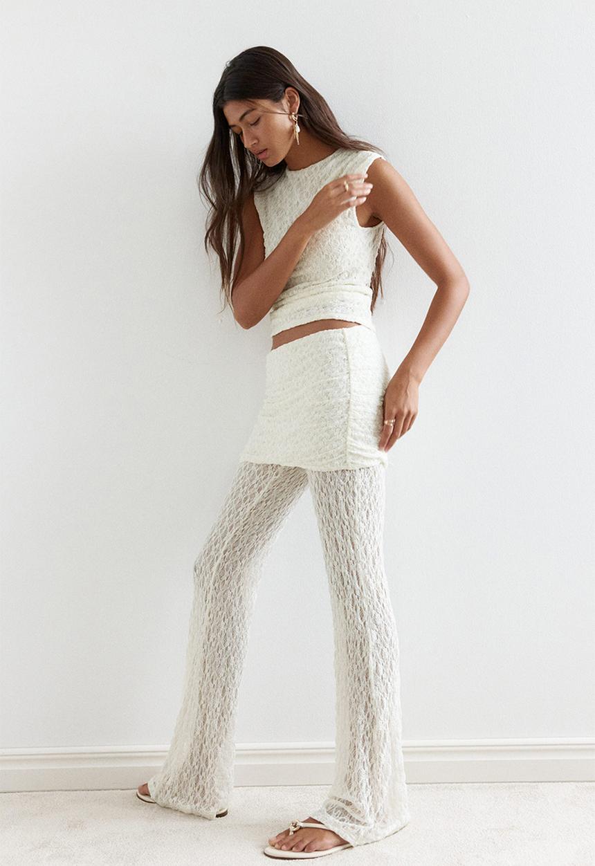 H&M - Skirt-layered lace trousers - white