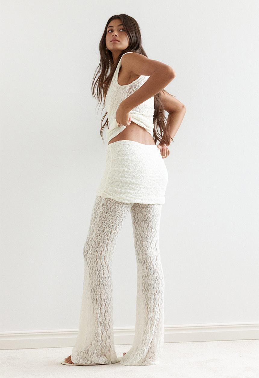 H&M - Skirt-layered lace trousers - white
