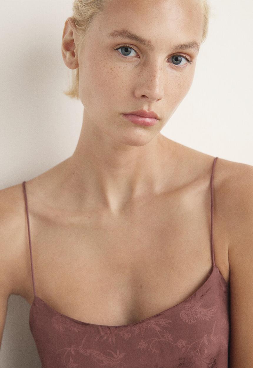MANGO - Nightgown quars- brown