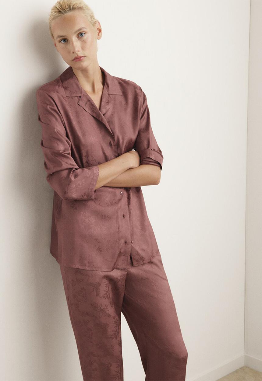 MANGO - Pyjama shirt quars- brown