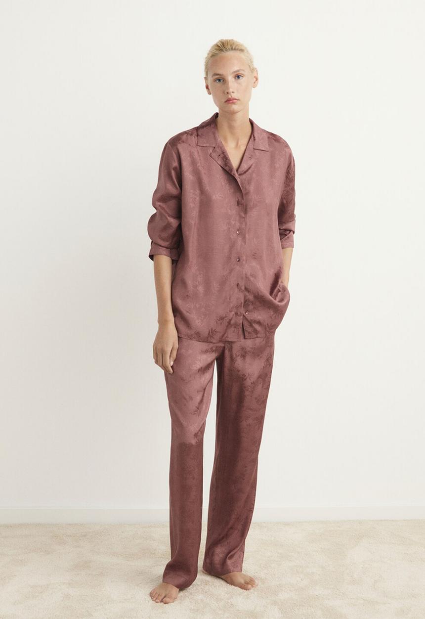 MANGO - Pyjama shirt quars- brown