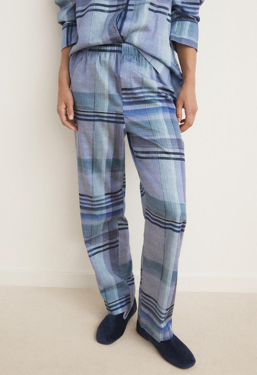 MANGO - Pyjama trouser chessy- blue