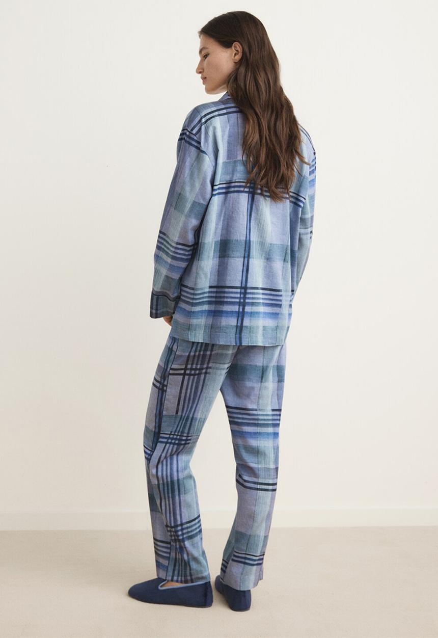 MANGO - Pyjama trouser chessy- blue