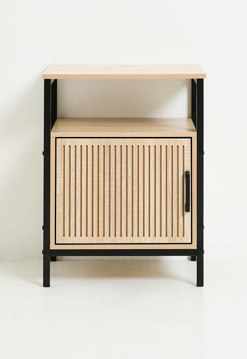 H&S - Single fluted door side table - black/natural