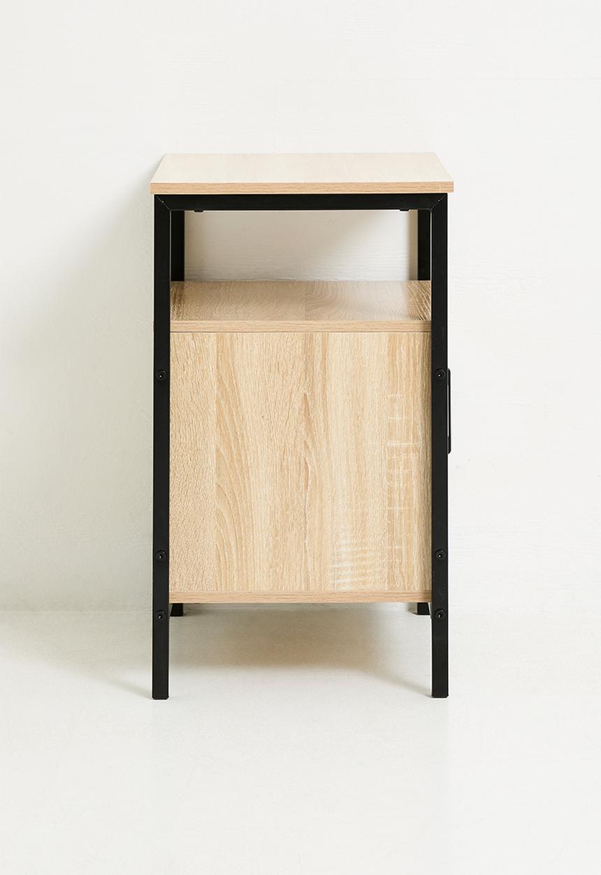 H&S - Single fluted door side table - black/natural