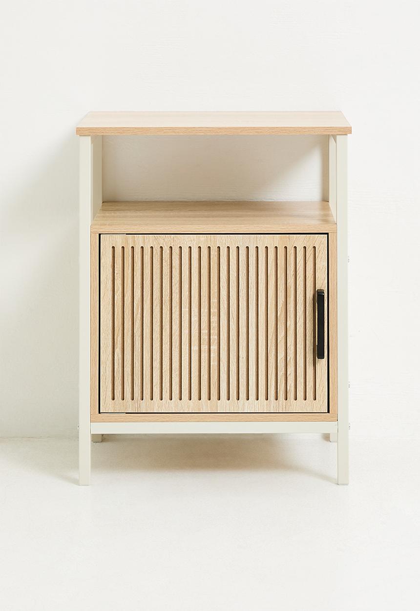 H&S - Single fluted door side table - white/natural