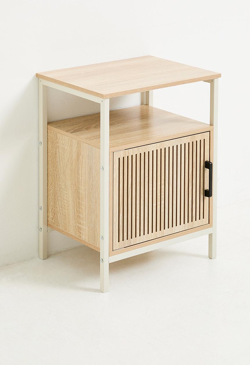 H&S - Single fluted door side table - white/natural