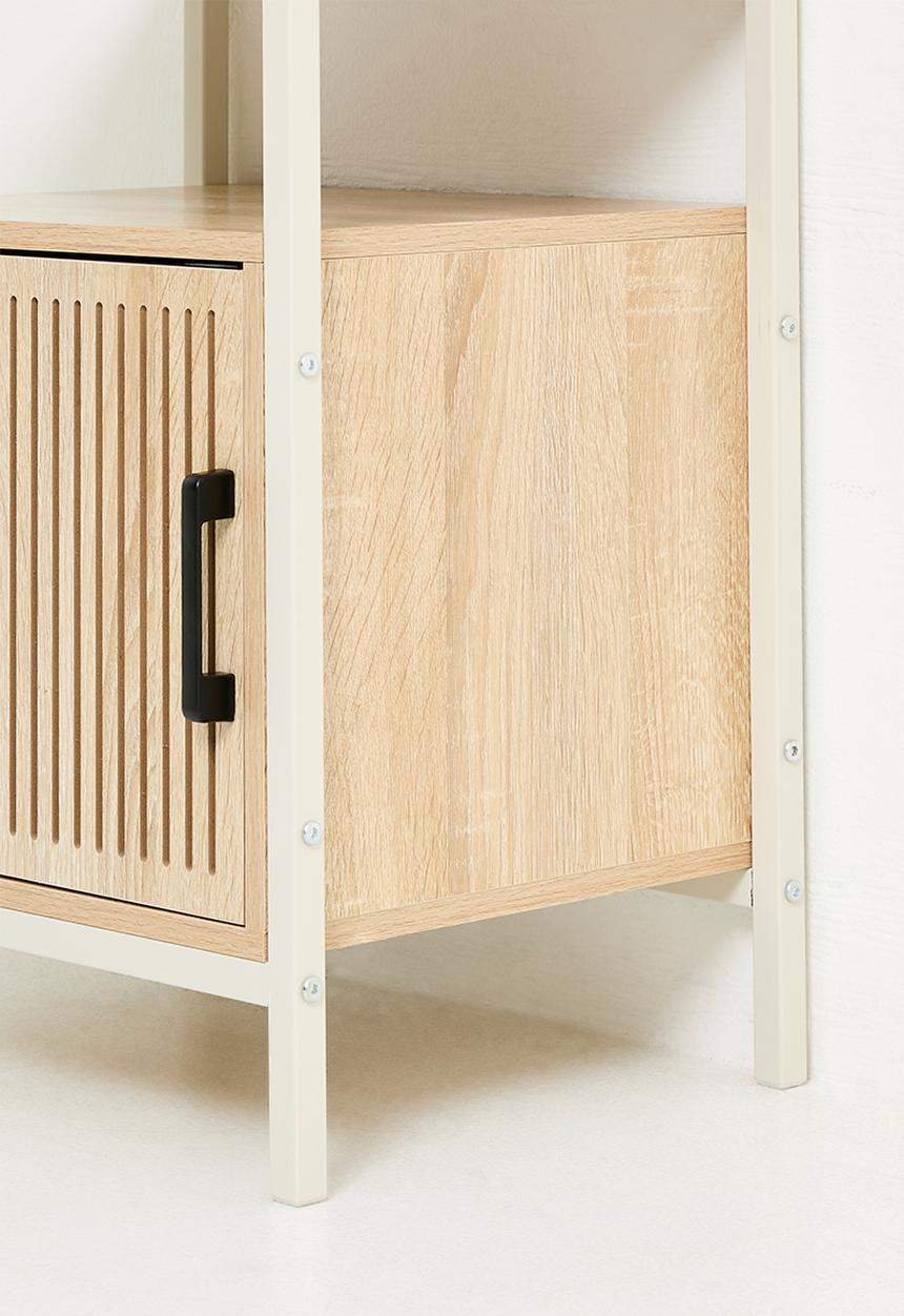 H&S - Single fluted door side table - white/natural