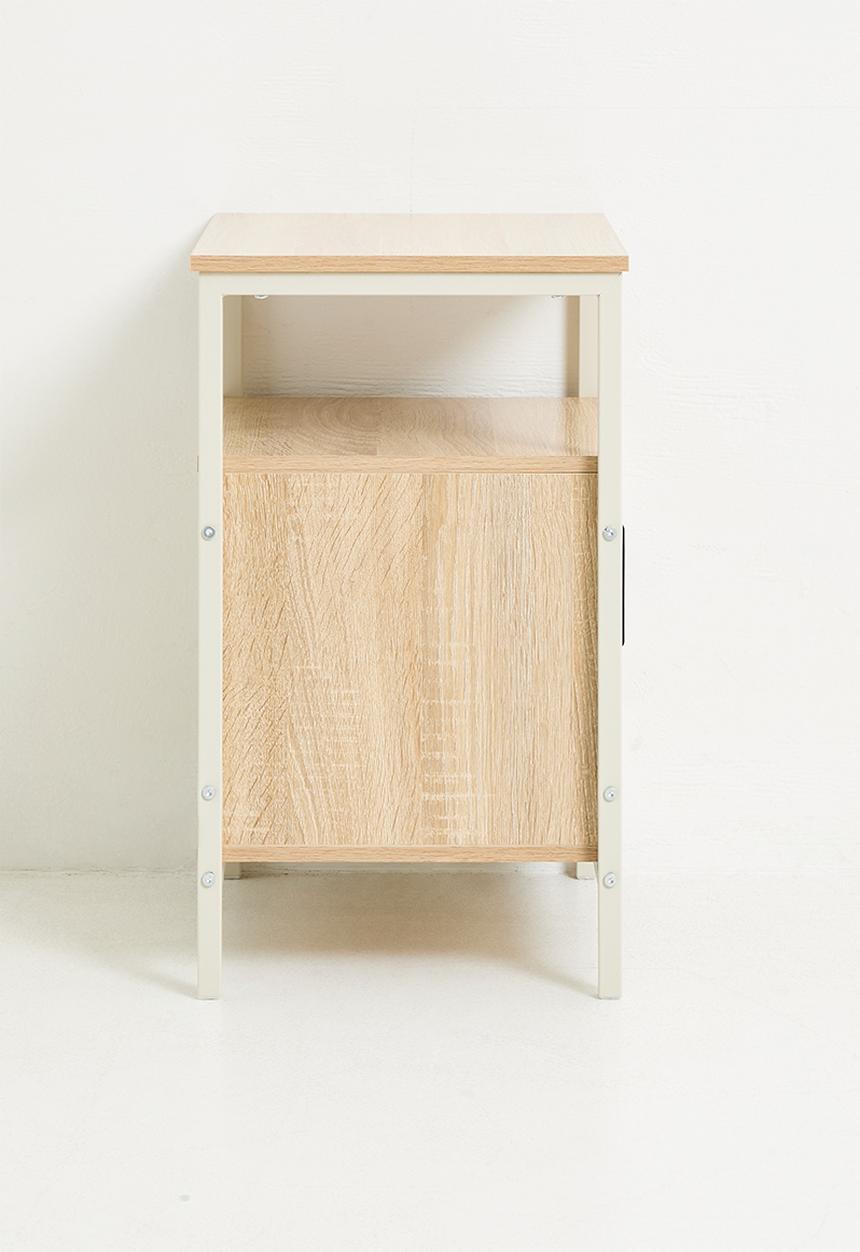H&S - Single fluted door side table - white/natural