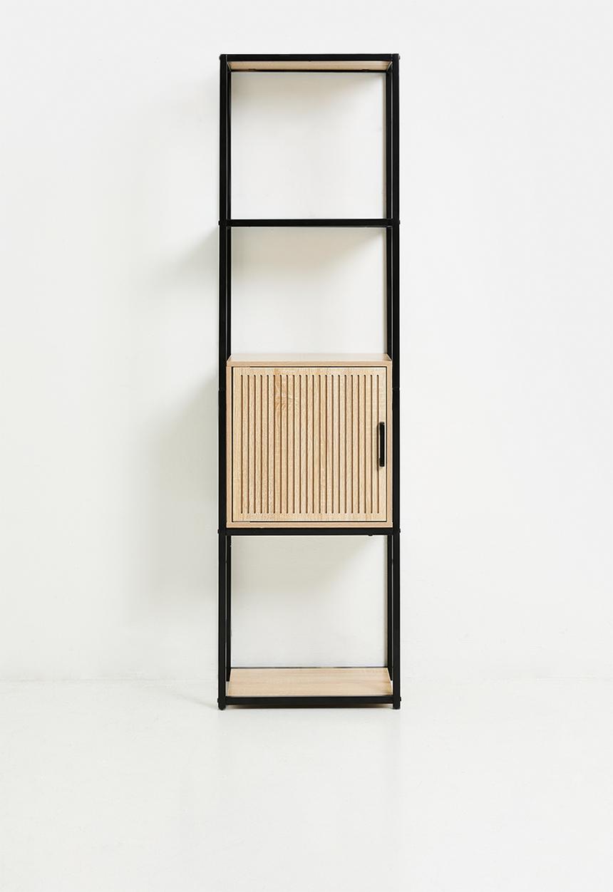 H&S - Tall fluted storage cabinet - black/natural