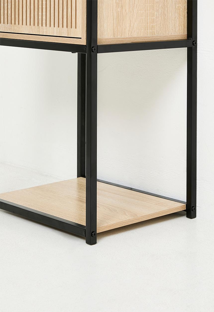 H&S - Tall fluted storage cabinet - black/natural
