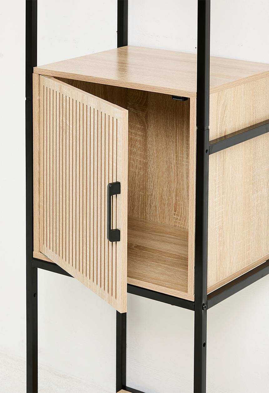 H&S - Tall fluted storage cabinet - black/natural