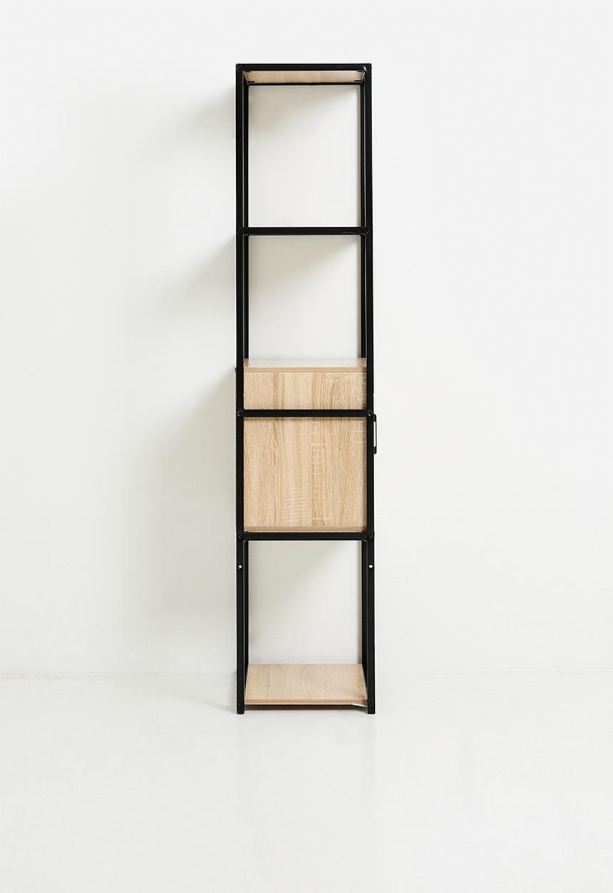 H&S - Tall fluted storage cabinet - black/natural