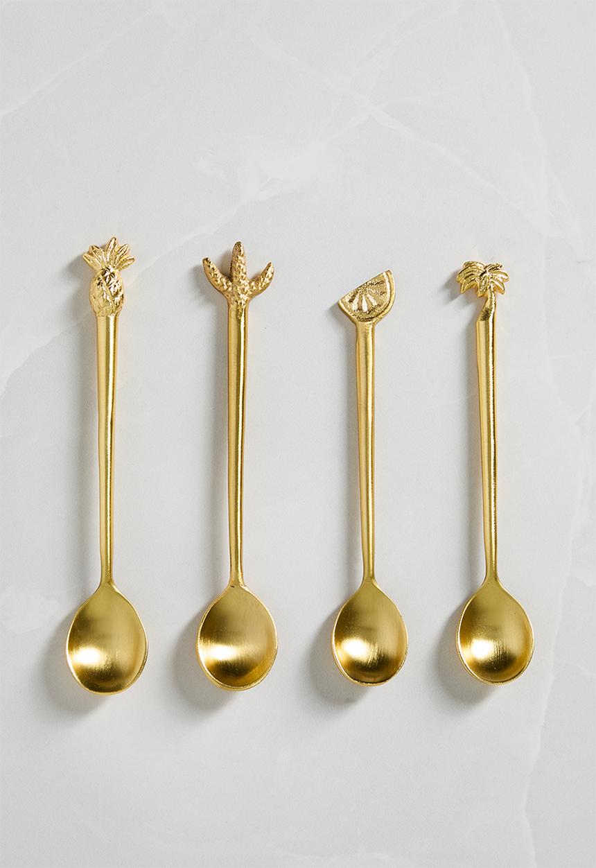 Sixth Floor - Tropical dessert spoons set of 4 - Gold