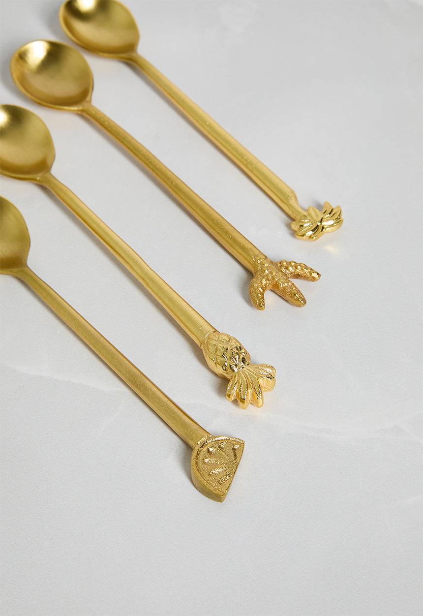Sixth Floor - Tropical dessert spoons set of 4 - Gold