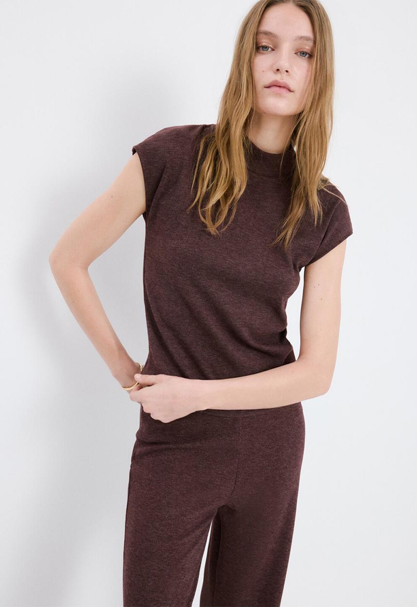MANGO - T-shirt michi - burgundy