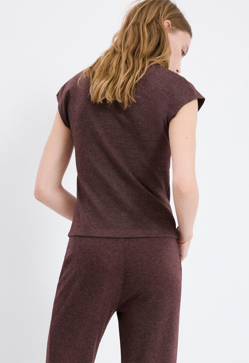MANGO - T-shirt michi - burgundy