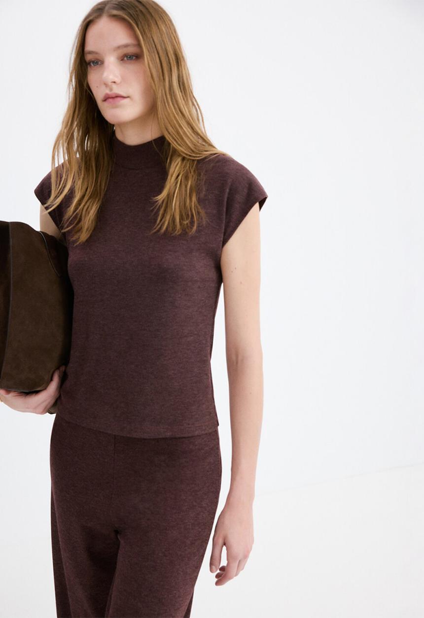 MANGO - T-shirt michi - burgundy