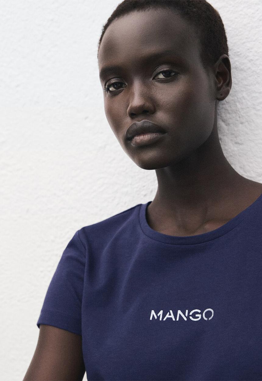 MANGO - T-shirt mangolog-w - navy