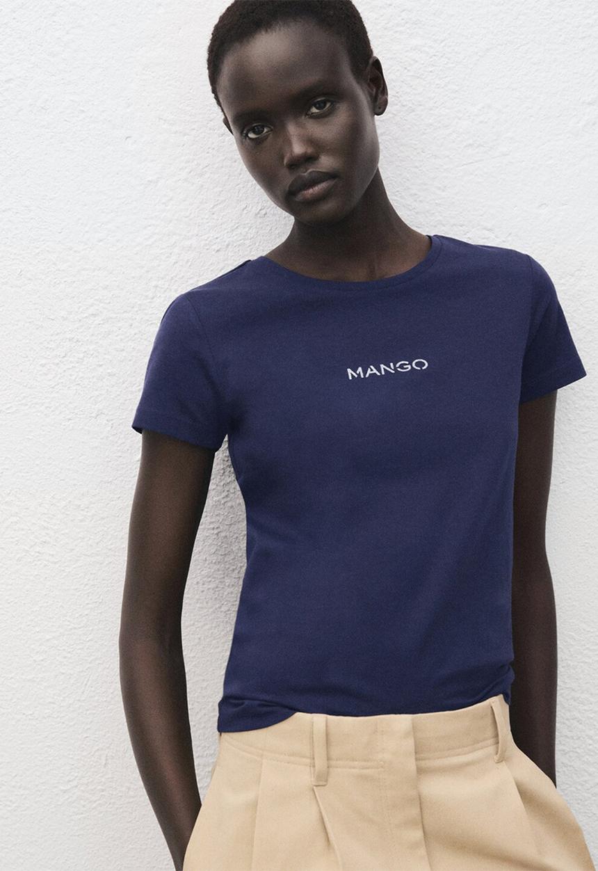 MANGO - T-shirt mangolog-w - navy