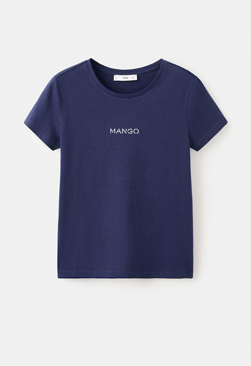 MANGO - T-shirt mangolog-w - navy