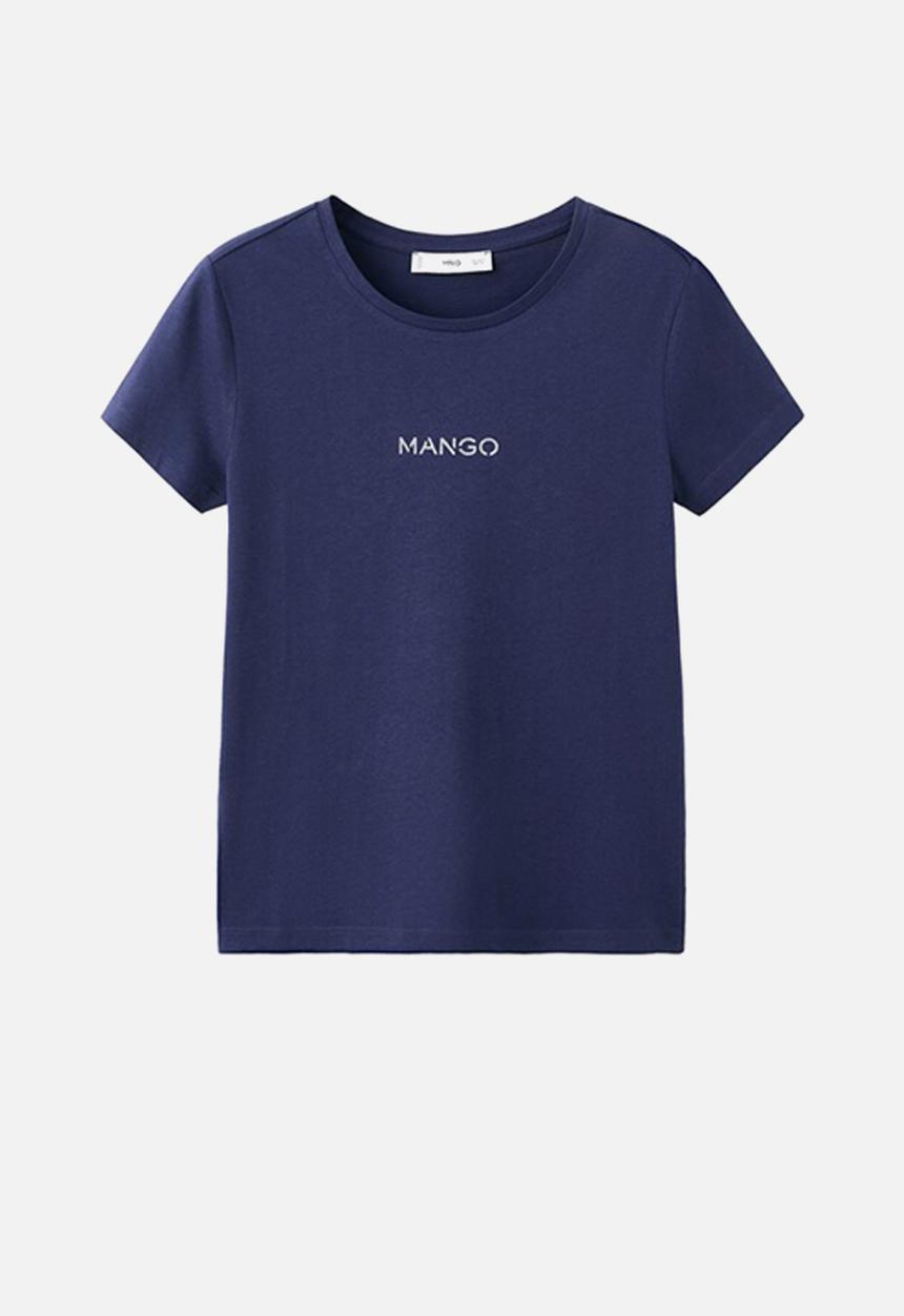 MANGO - T-shirt mangolog-w - navy