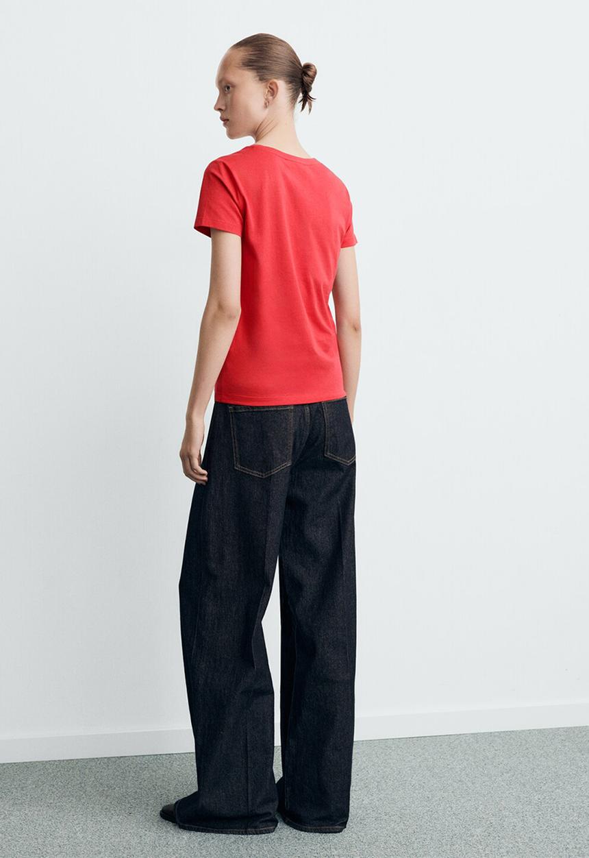 MANGO - T-shirt mangolog-w - bright red