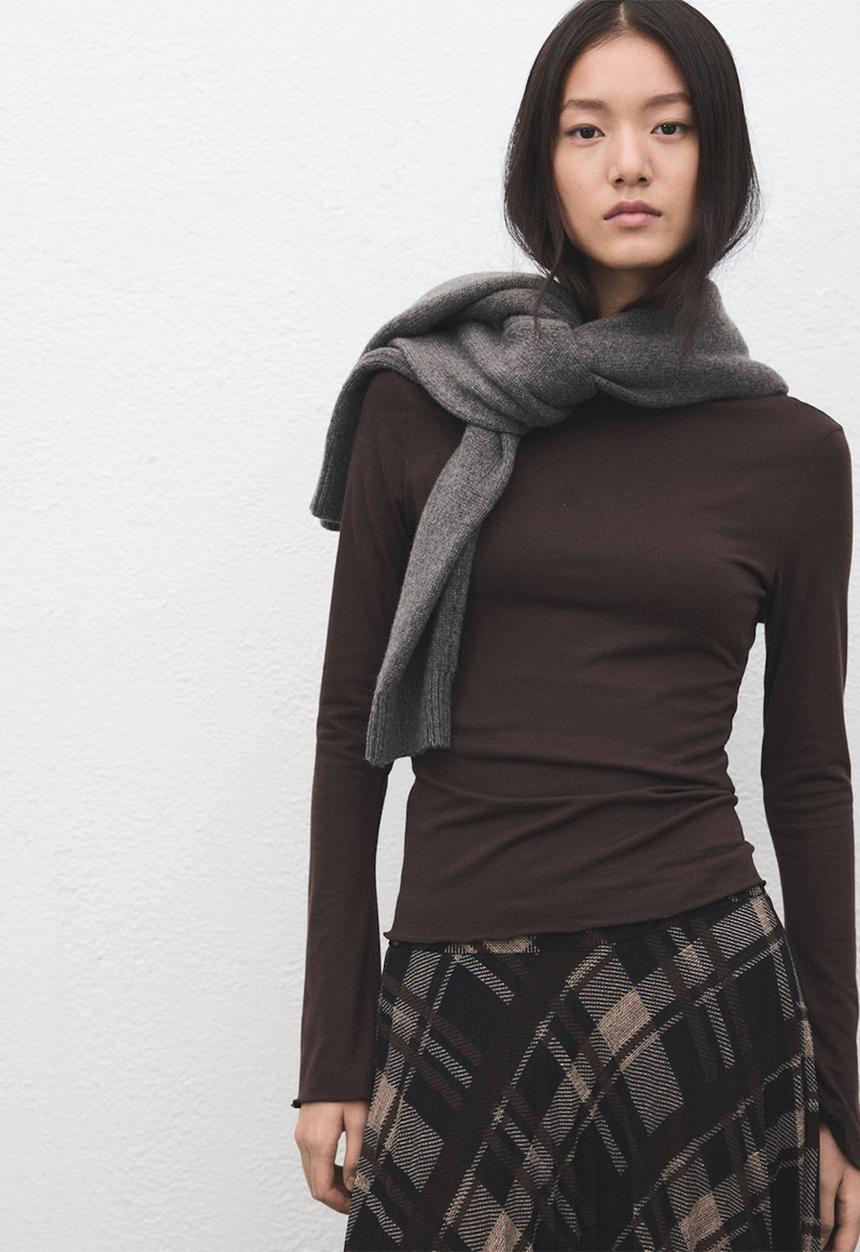 MANGO - T-shirt ani - brown