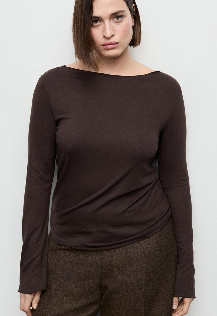 MANGO - T-shirt ani - brown
