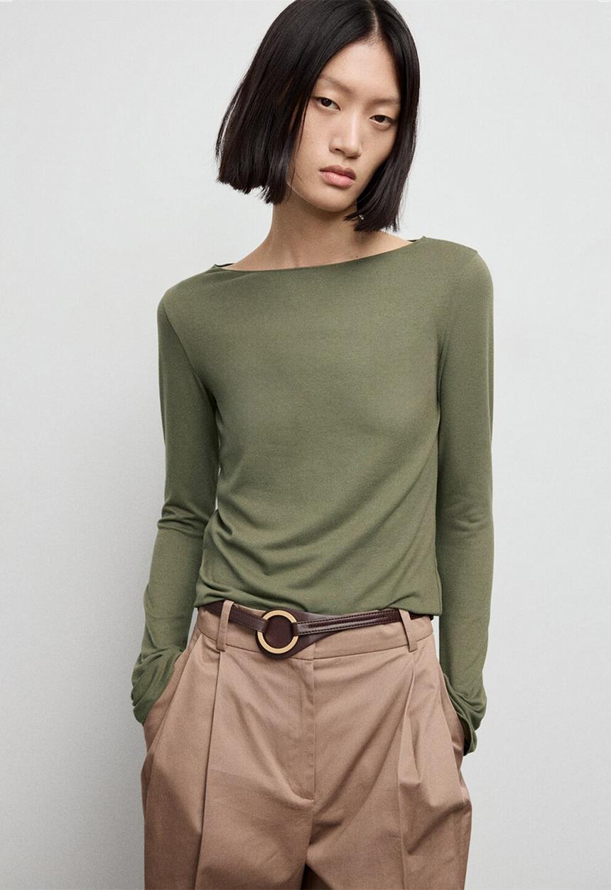 MANGO - T-shirt ani - beige/khaki