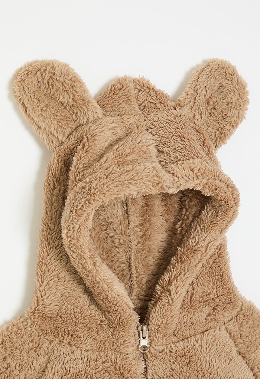 Pop Candy - Teddy fleece jacket with bear ears - brown