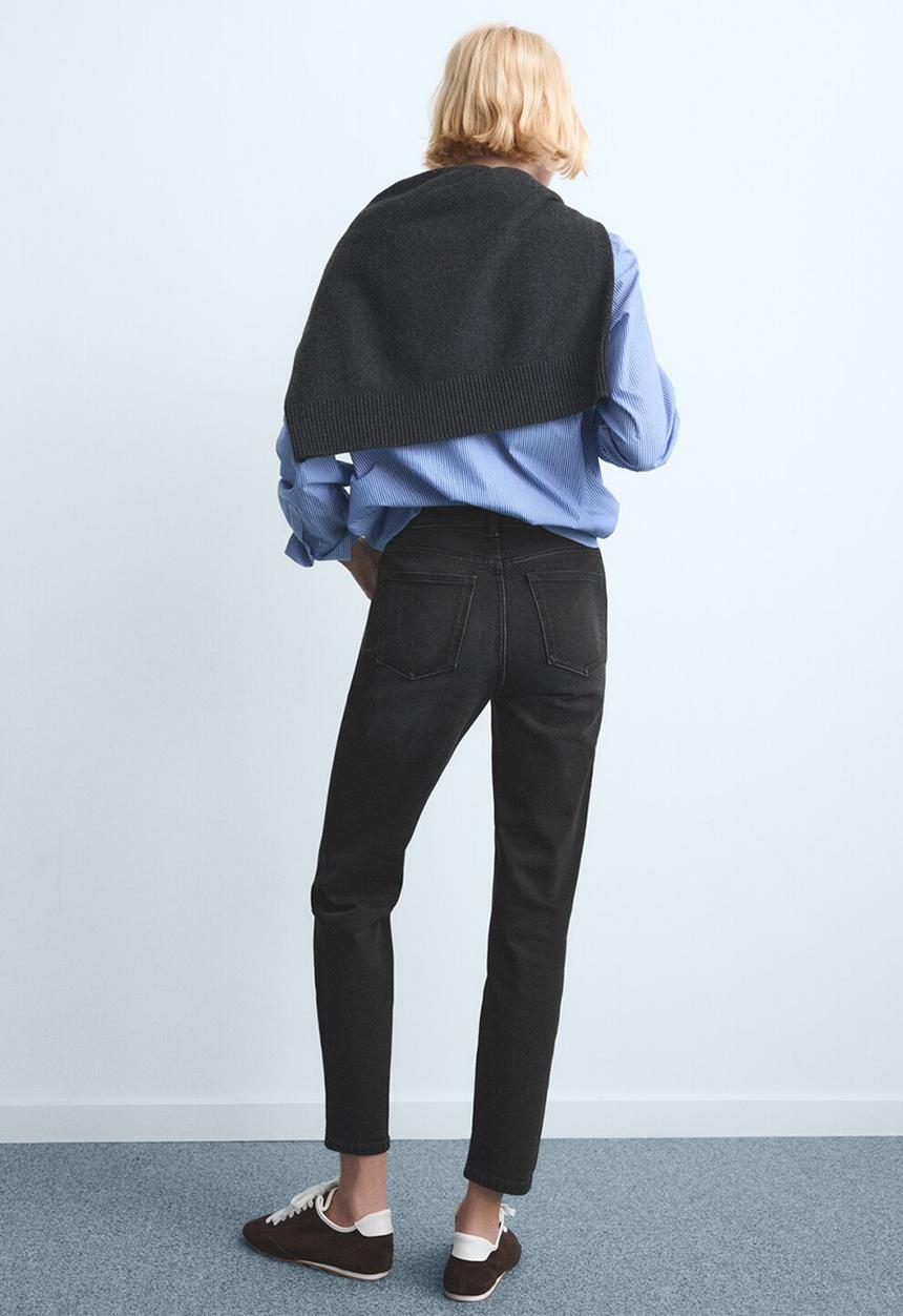 MANGO - Jeans newmom - open gray