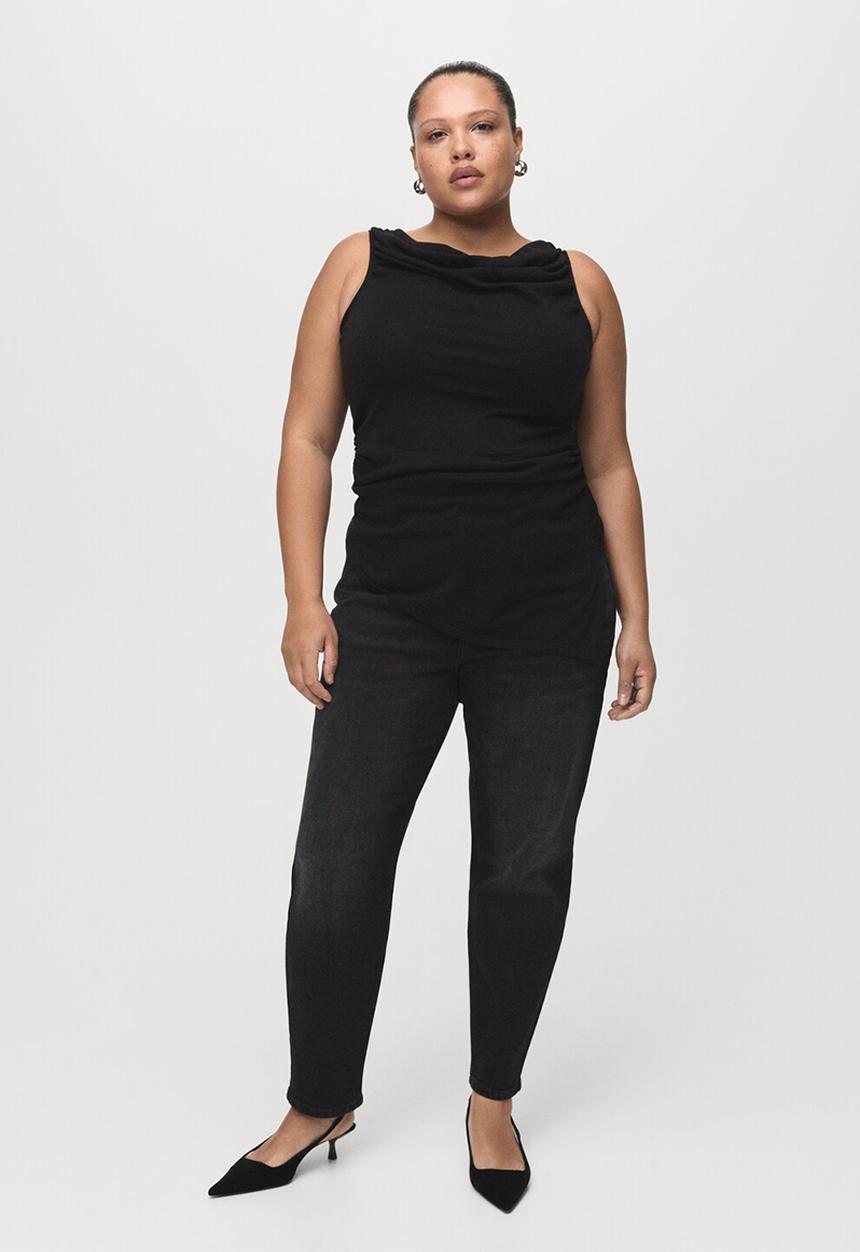 MANGO - Jeans newmom - open gray