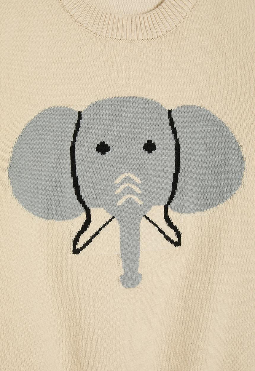 Pop Candy - Knit elephant placement print sweater - beige