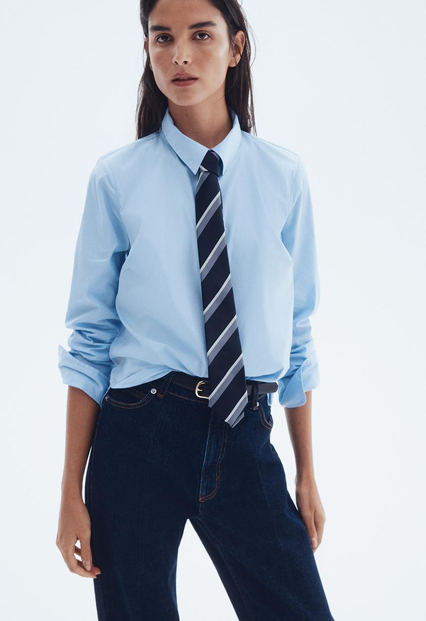 H&M - Cotton-blend shirt - light blue