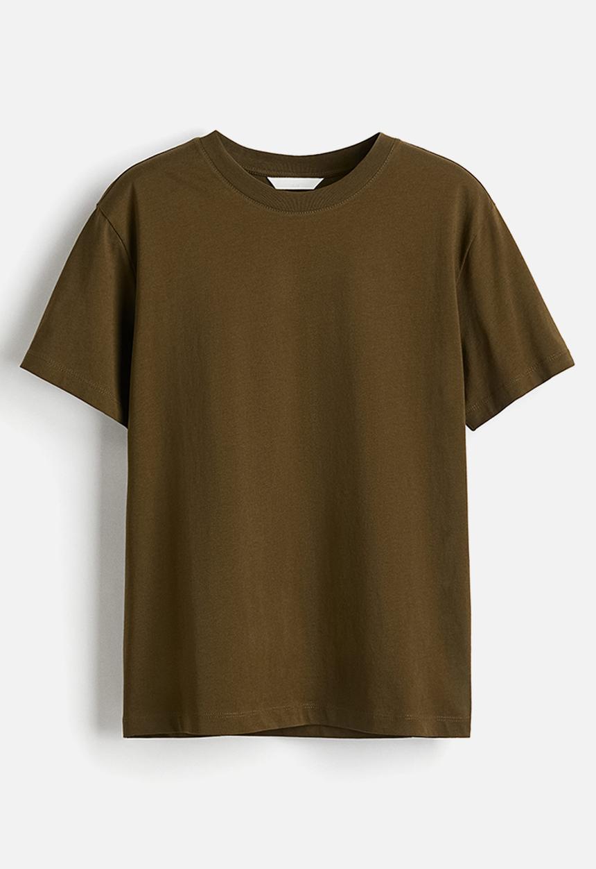 H&M - Cotton t-shirt - dark khaki green 