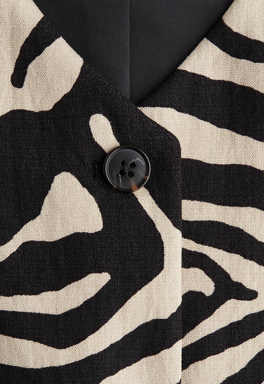 H&M - Long waistcoat - light beige/zebra print