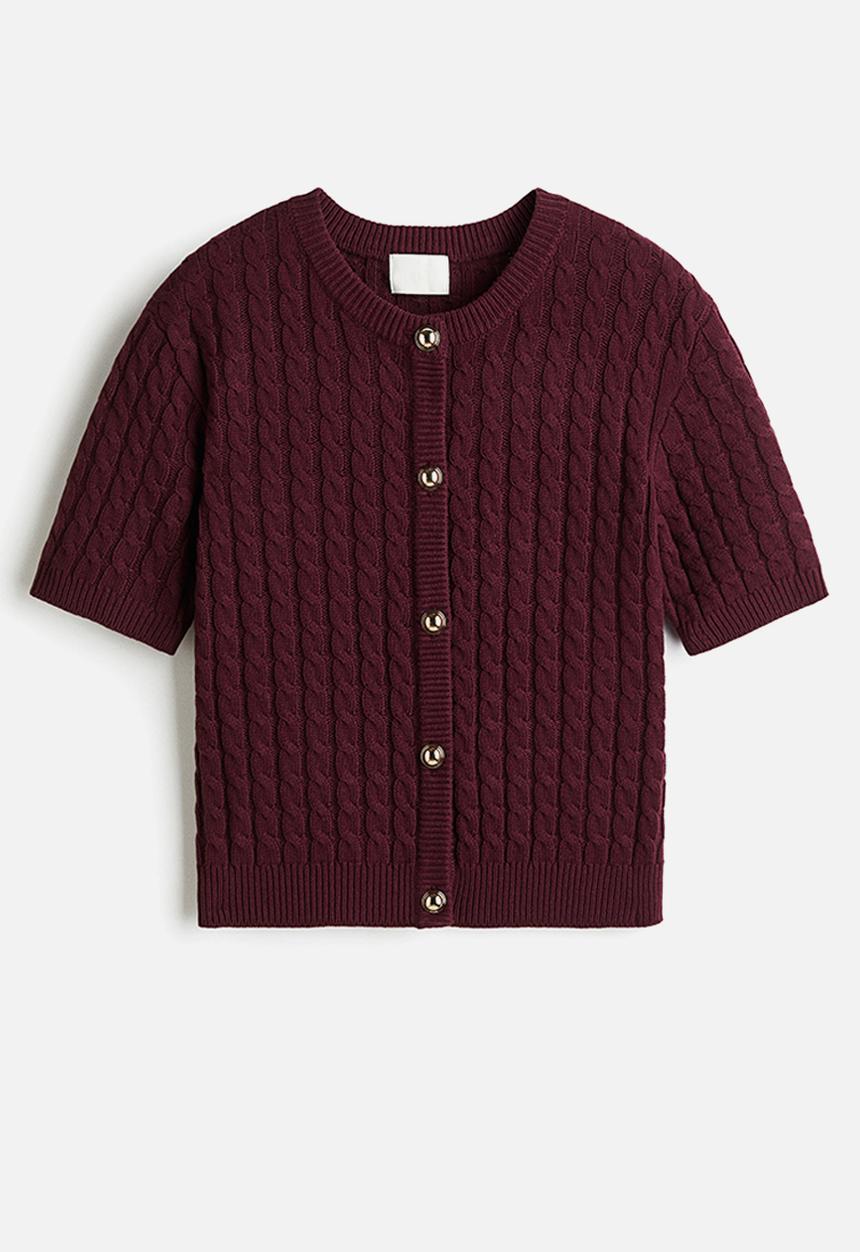 H&M - Cable-knit cardigan - burgundy