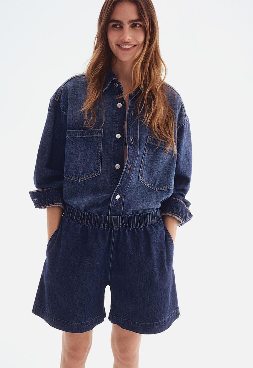 H&M - Denim pull-on shorts - dark denim blue
