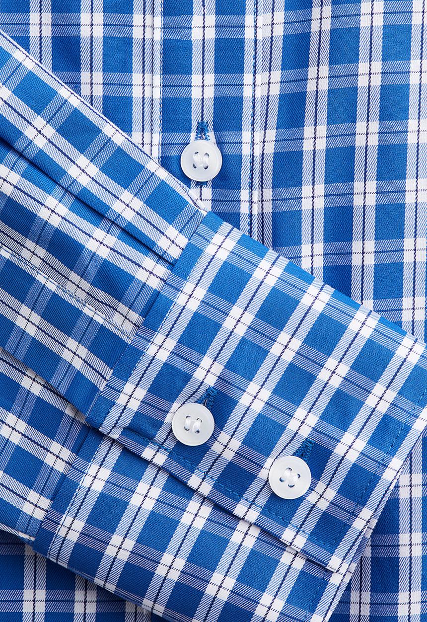 H&M - Short cotton poplin shirt - blue checked