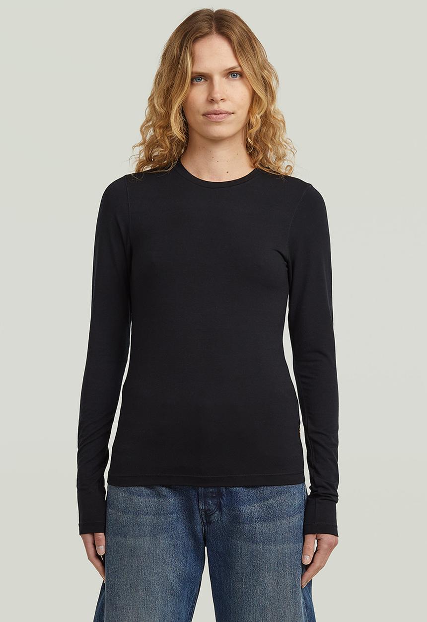 G-STAR - Crew slim t l\s wmn - black