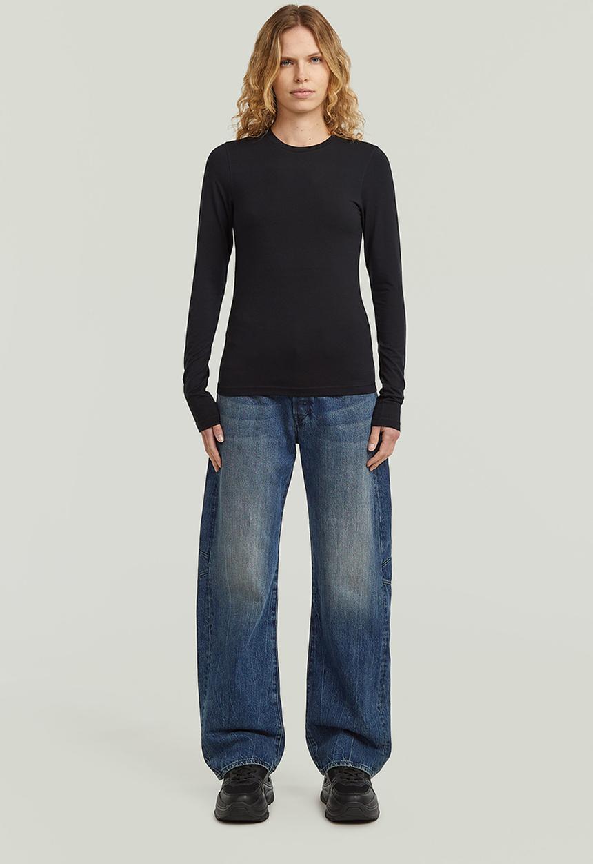 G-STAR - Crew slim t l\s wmn - black