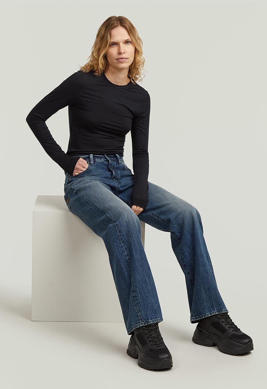 G-STAR - Crew slim t l\s wmn - black