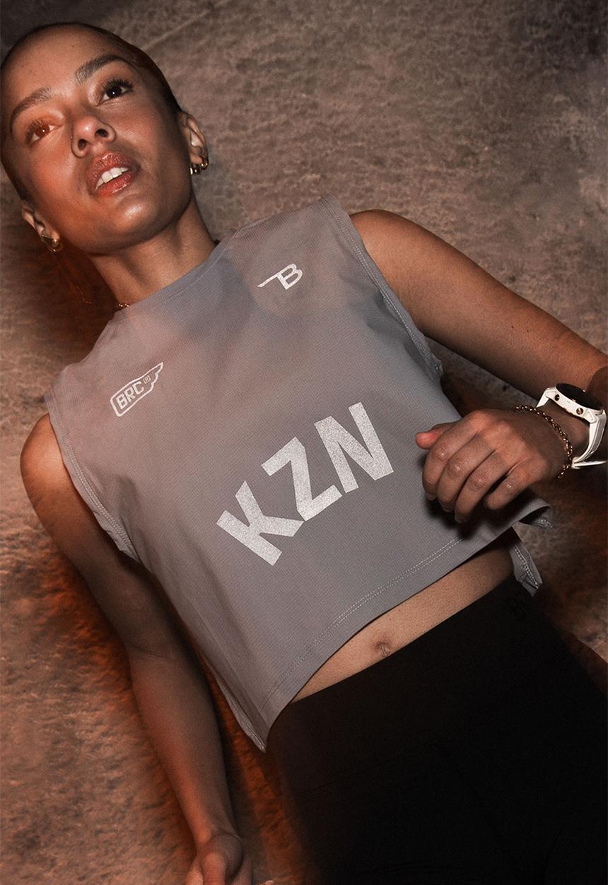 Burnt  - Aeroflow KZN Women's Race Tank - Grey