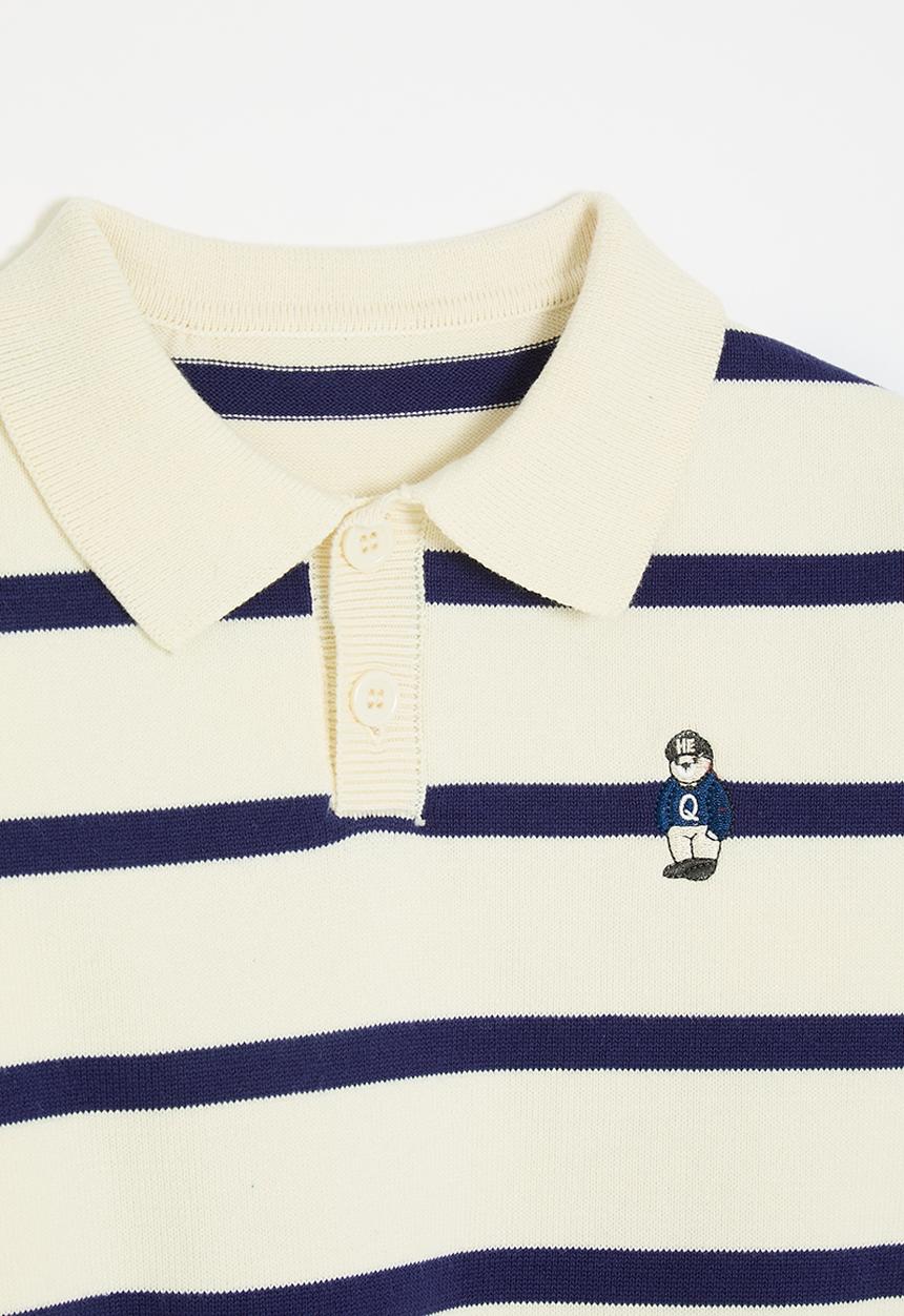 Pop Candy - Golfer-style knit sweat top - navy stripe