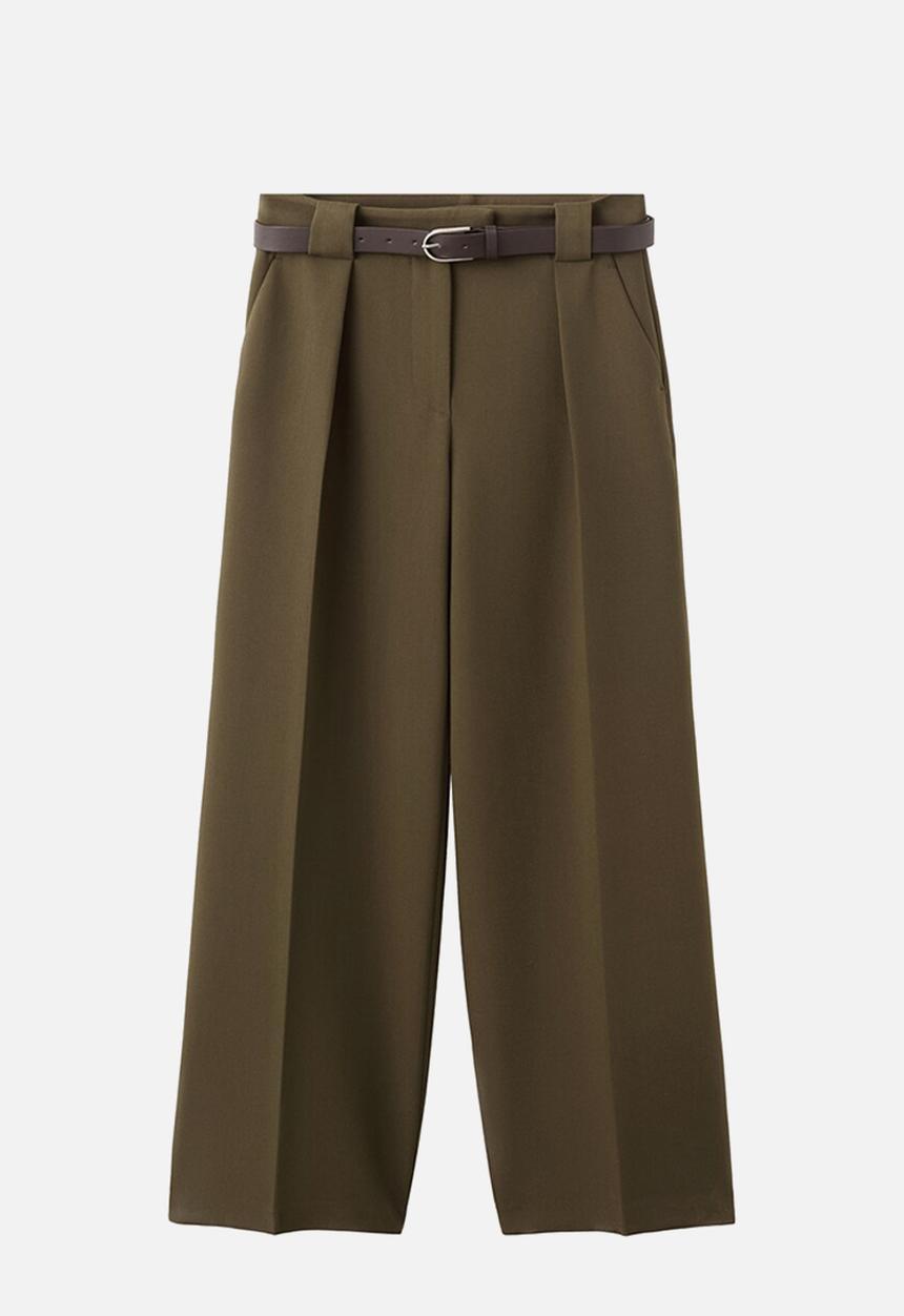 MANGO - Trousers cintu - khaki
